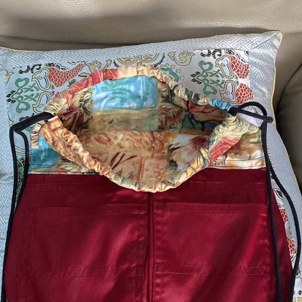 Recycled jeans drawstring backpack bag by helga kerbs - Picture 7 of 7